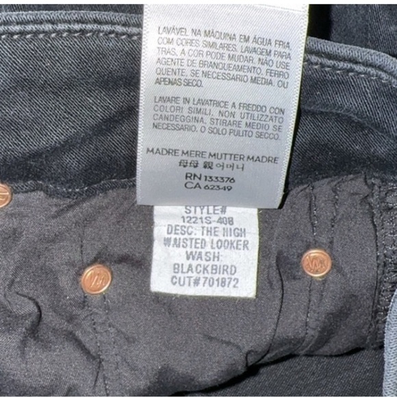MOTHER The High Waisted Looker Embroidered‎ Washed Black Blackbird Jeans 27 - Picture 6 of 10